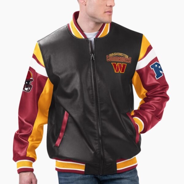 NFL Washington Commanders Varsity Leather Jacket
