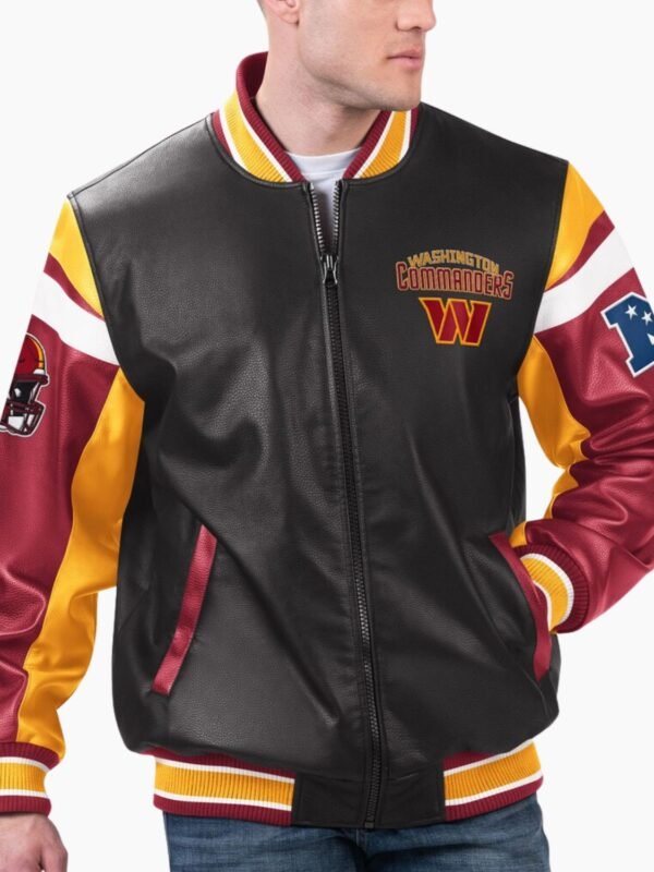 NFL Washington Commanders Varsity Leather Jacket
