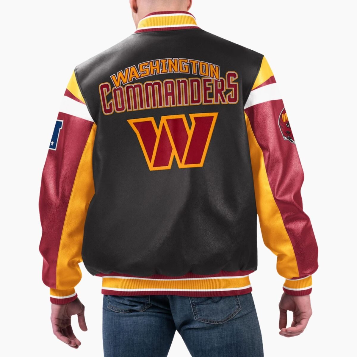 NFL Washington Commanders Varsity Leather Jacket