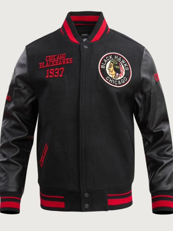 NHL Chicago Blackhawks Retro Classic Rib Wool Varsity Jacket