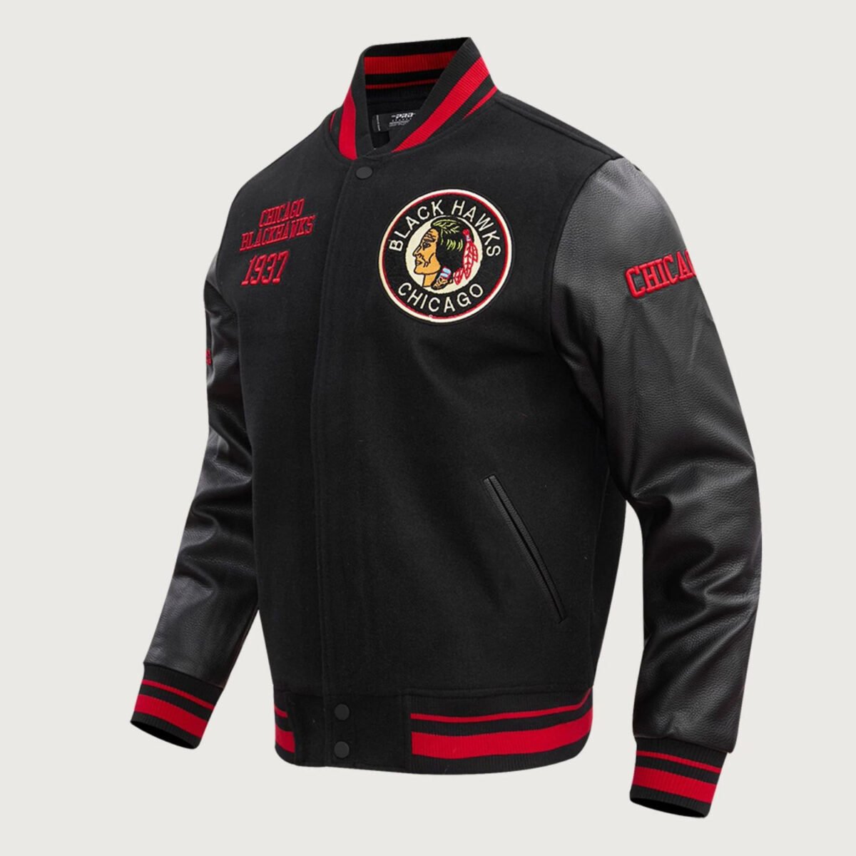 NHL Chicago Blackhawks Retro Classic Rib Wool Varsity Jacket
