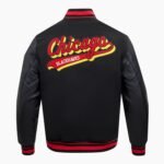 NHL Chicago Blackhawks Script Tail Men's Rib Wool Varsity Jacket