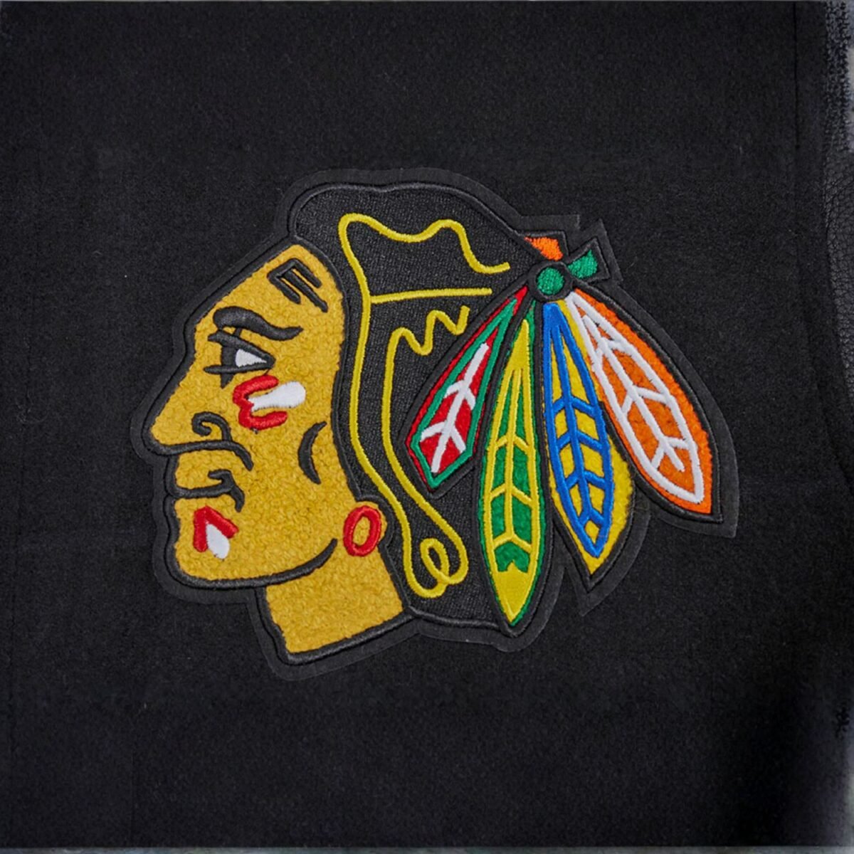 NHL Chicago Blackhawks Script Tail Men's Rib Wool Varsity Jacket