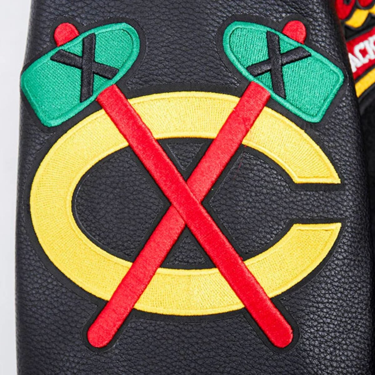 NHL Chicago Blackhawks Script Tail Men's Rib Wool Varsity Jacket