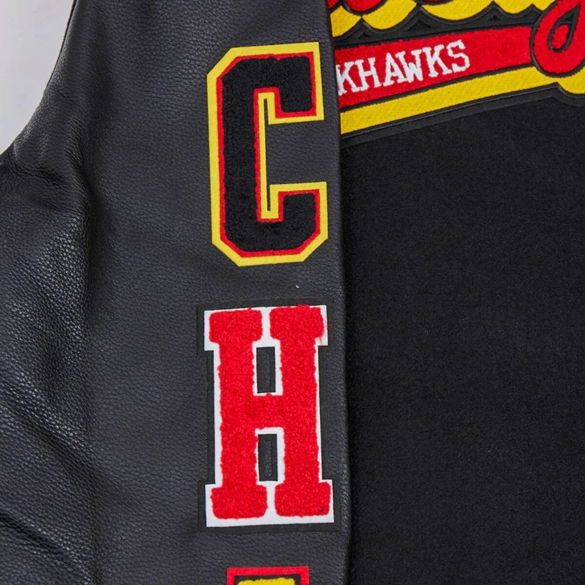 NHL Chicago Blackhawks Script Tail Men's Rib Wool Varsity Jacket