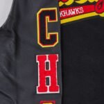 NHL Chicago Blackhawks Script Tail Men's Rib Wool Varsity Jacket