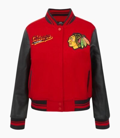 NHL Chicago Blackhawks Script Tail Womens Wool Varsity Jacket