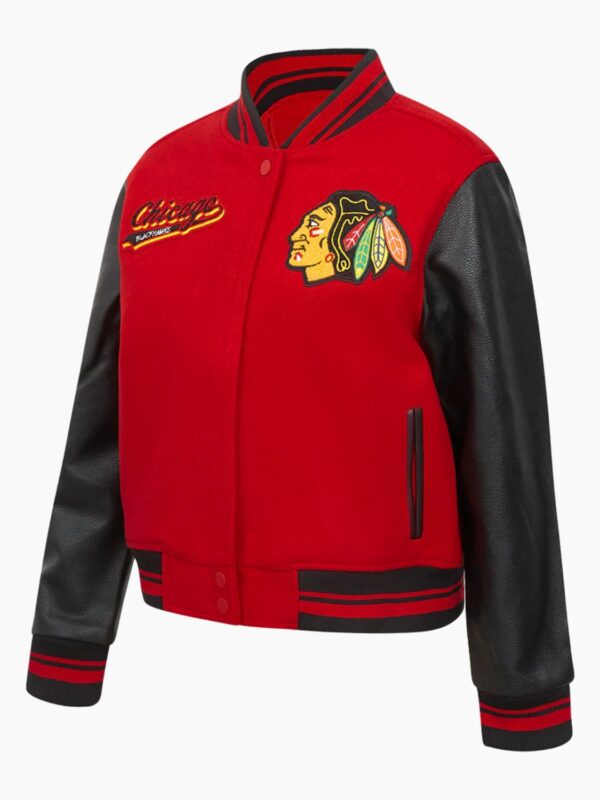 NHL Chicago Blackhawks Script Tail Womens Wool Varsity Jacket