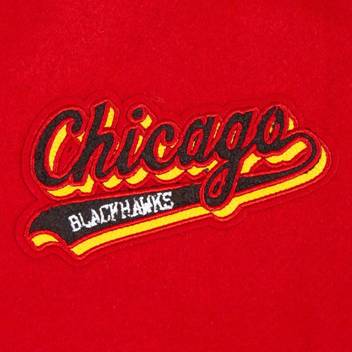 NHL Chicago Blackhawks Script Tail Womens Wool Varsity Jacket