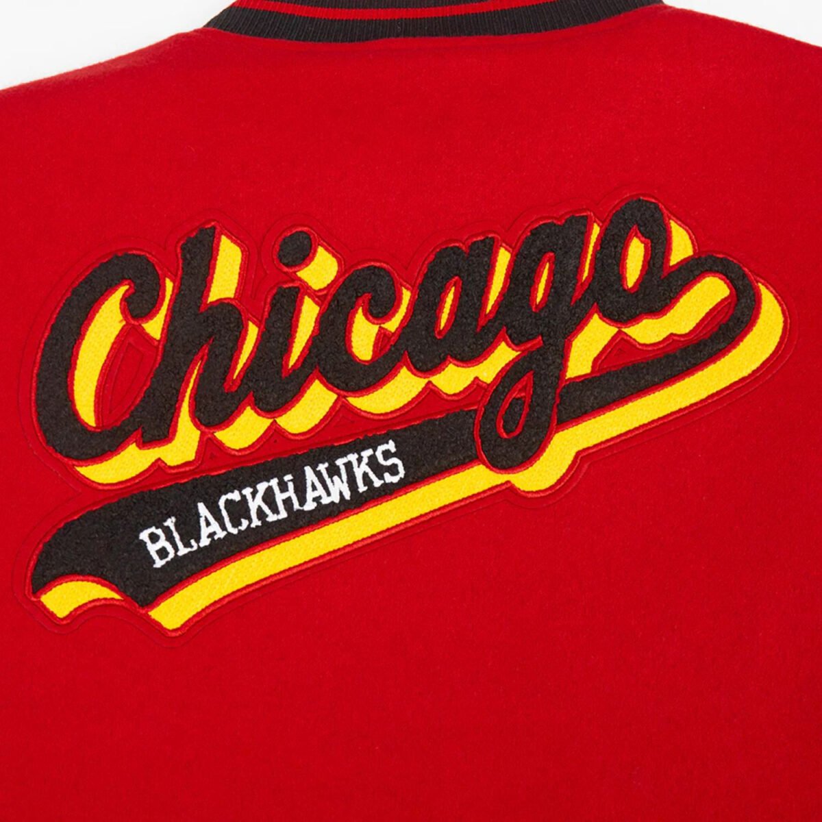NHL Chicago Blackhawks Script Tail Womens Wool Varsity Jacket