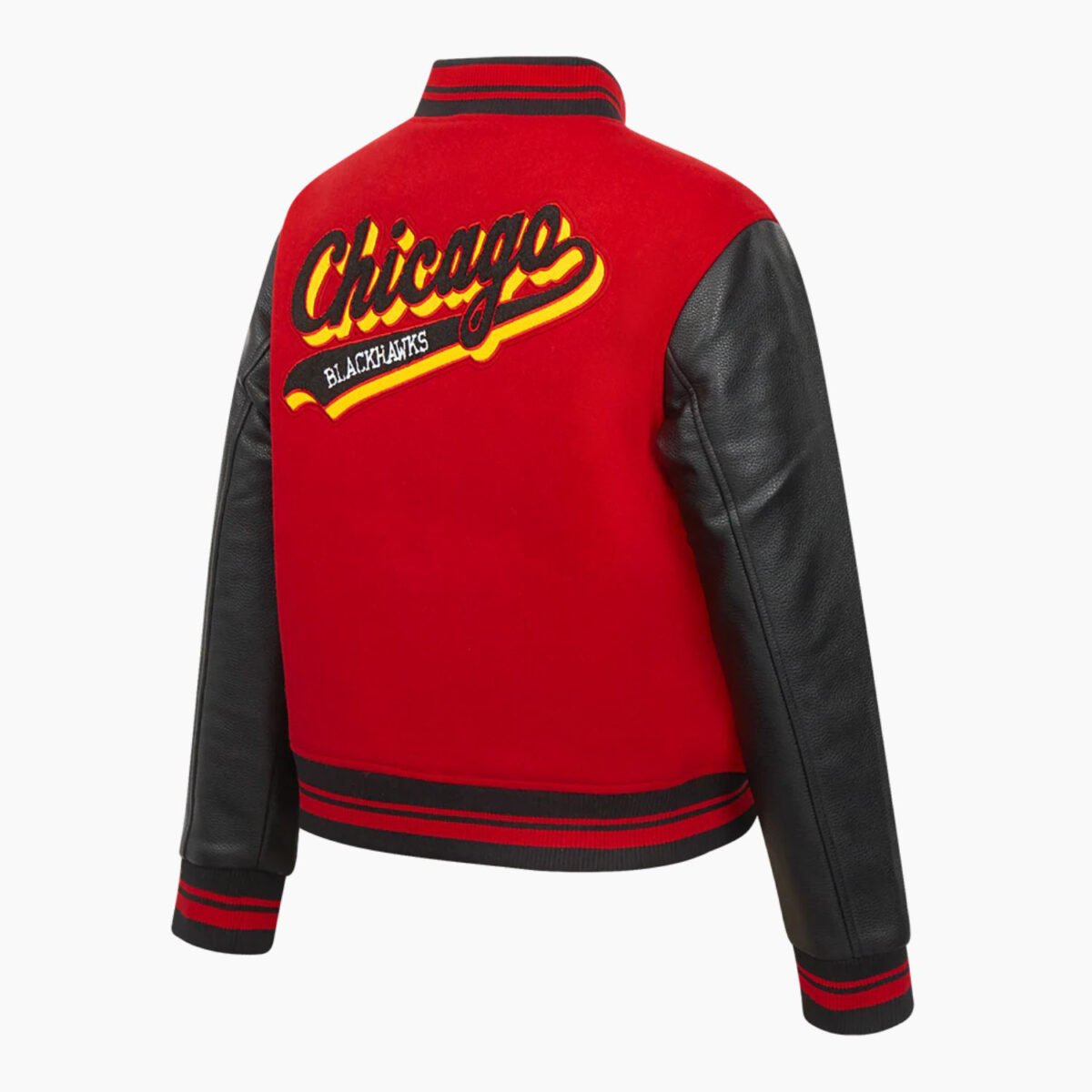 NHL Chicago Blackhawks Script Tail Womens Wool Varsity Jacket