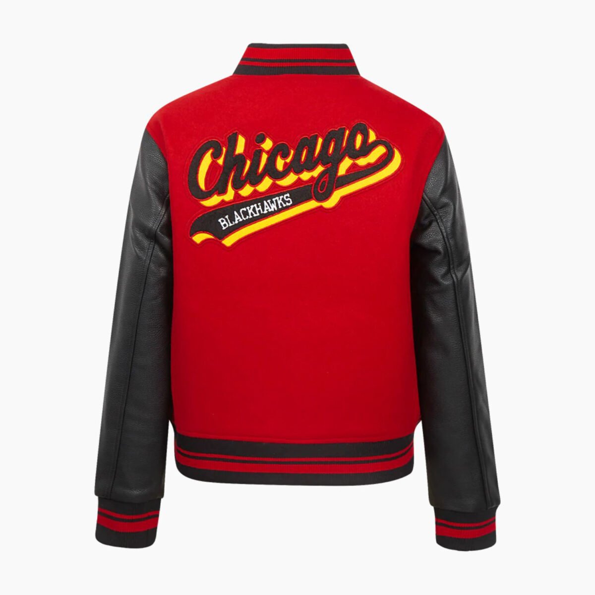 NHL Chicago Blackhawks Script Tail Womens Wool Varsity Jacket