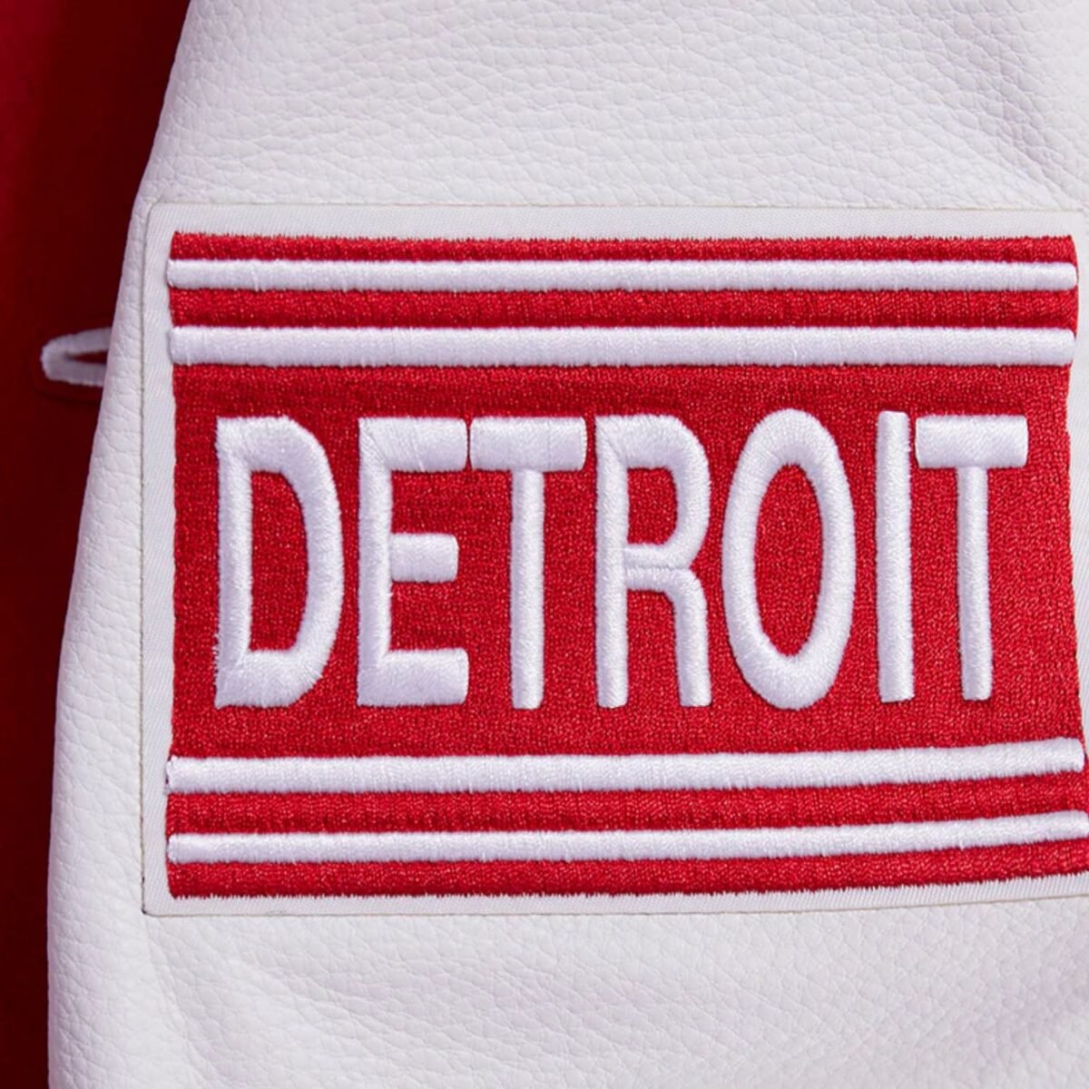 NHL Detroit Red White Wings Retro Classic Men’s Rib Wool Varsity Jacket