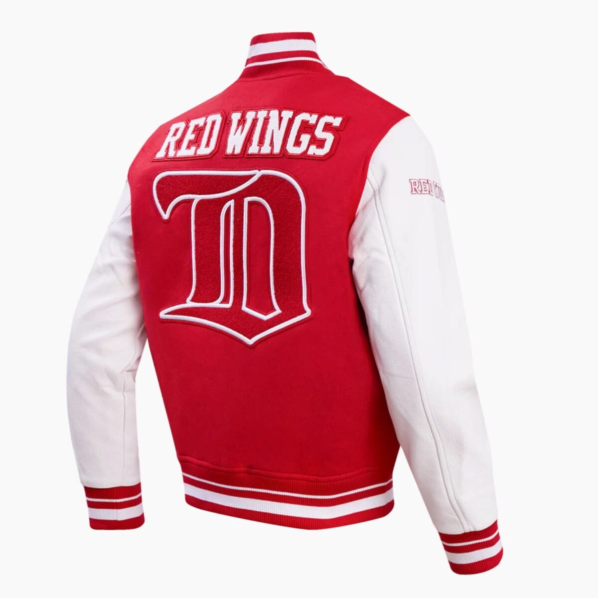 NHL Detroit Red White Wings Retro Classic Men’s Rib Wool Varsity Jacket