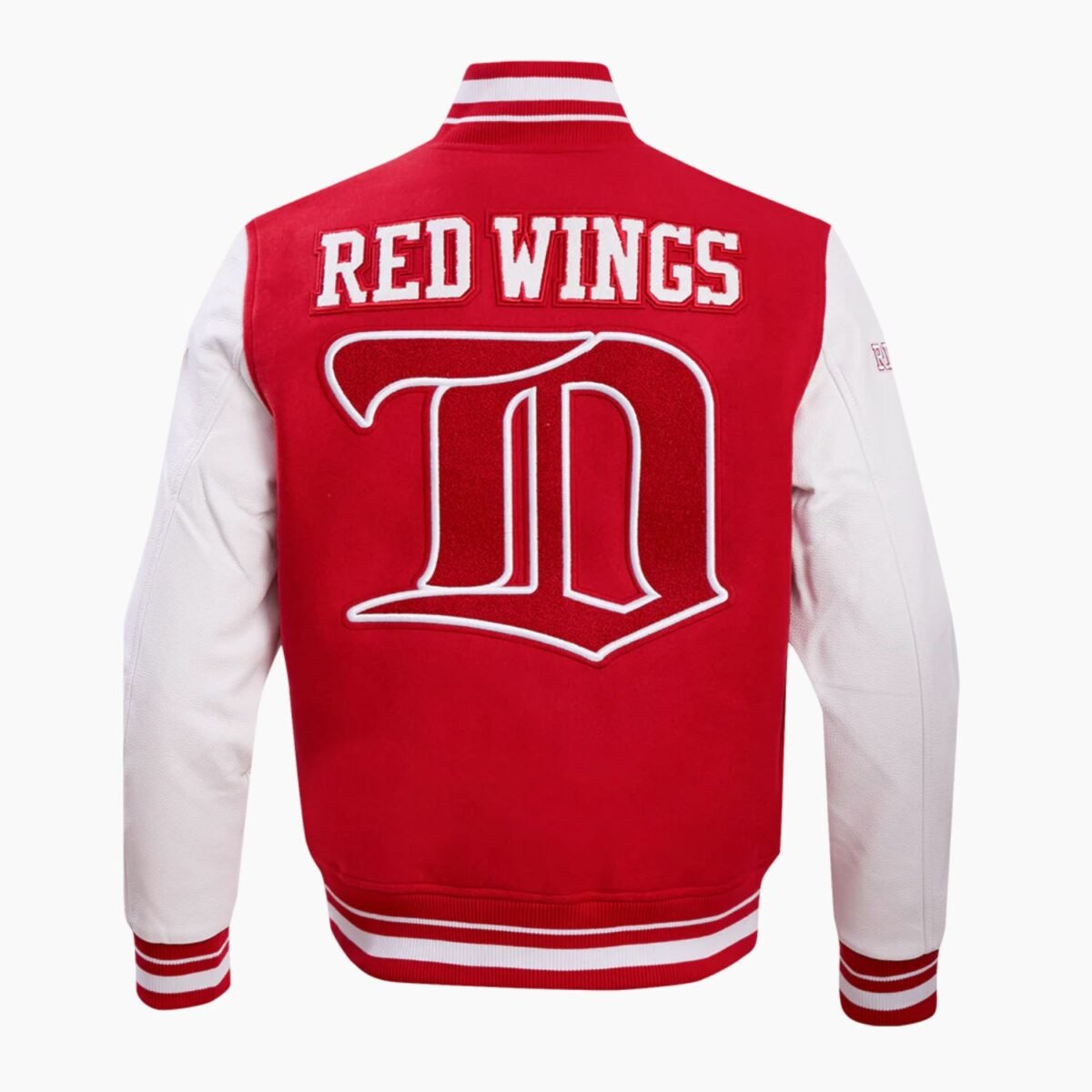 NHL Detroit Red White Wings Retro Classic Men’s Rib Wool Varsity Jacket
