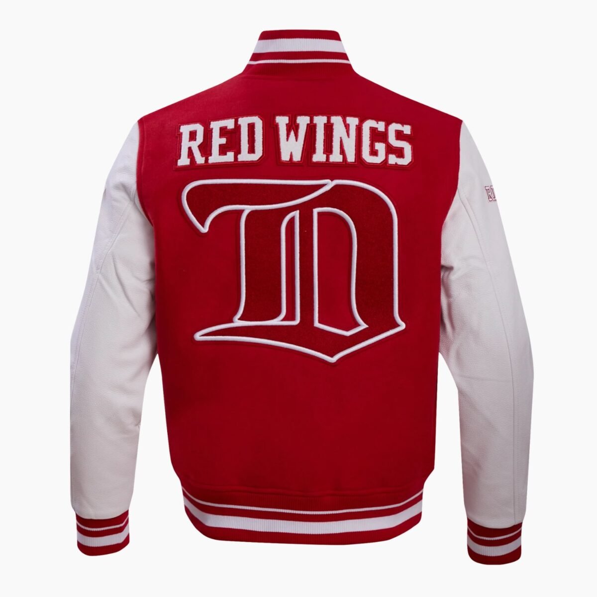 NHL Detroit Red White Wings Retro Classic Men’s Rib Wool Varsity Jacket
