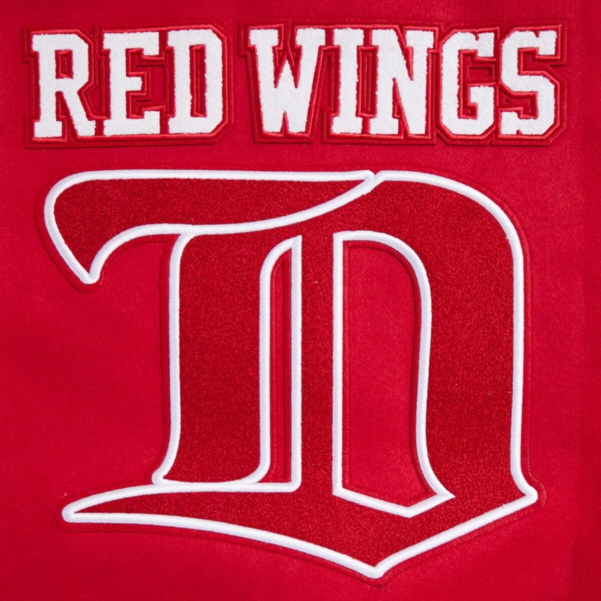 NHL Detroit Red White Wings Retro Classic Men’s Rib Wool Varsity Jacket