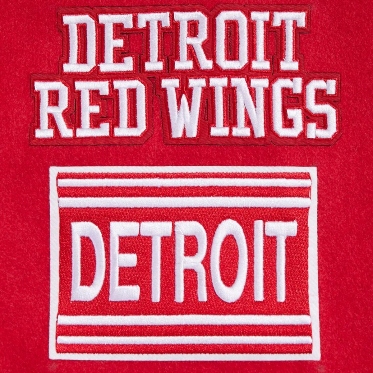 NHL Detroit Red White Wings Retro Classic Men’s Rib Wool Varsity Jacket