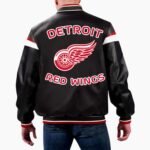 NHL Detroit Red Wings Black Leather Jacket