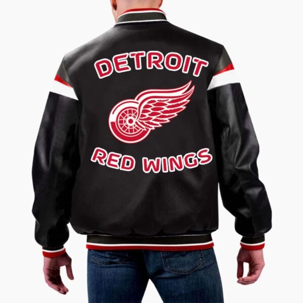 NHL Detroit Red Wings Black Leather Jacket