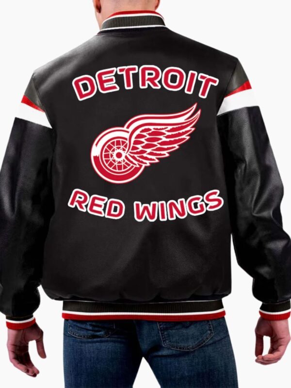 NHL Detroit Red Wings Black Leather Jacket