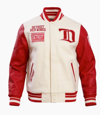 NHL Detroit Red Wings Retro Classic Mens Rib Wool Varsity Jacket
