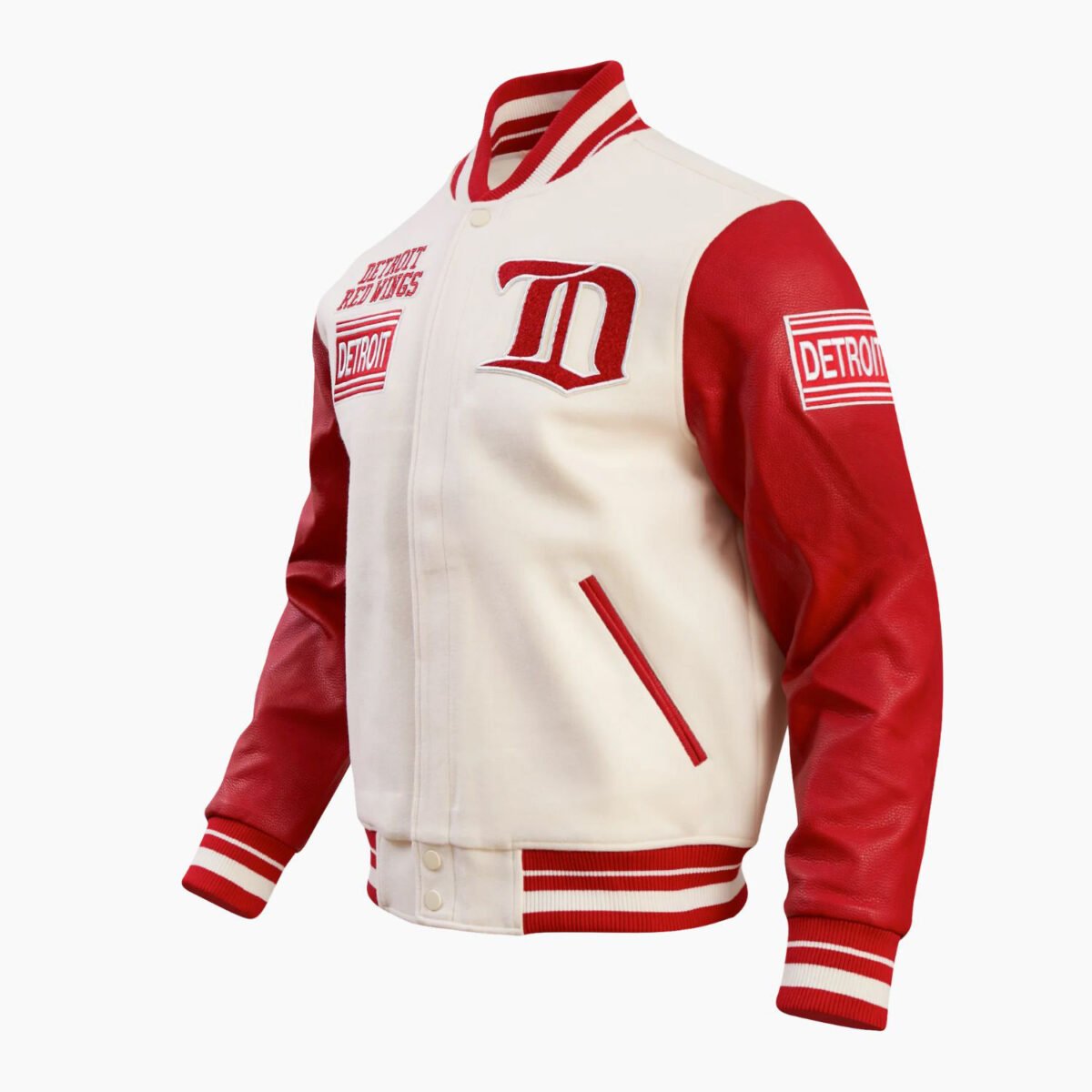 NHL Detroit Red Wings Retro Classic Mens Rib Wool Varsity Jacket