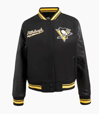 NHL Pittsburgh Penguins Script Tail Womens Wool Varsity Jacket