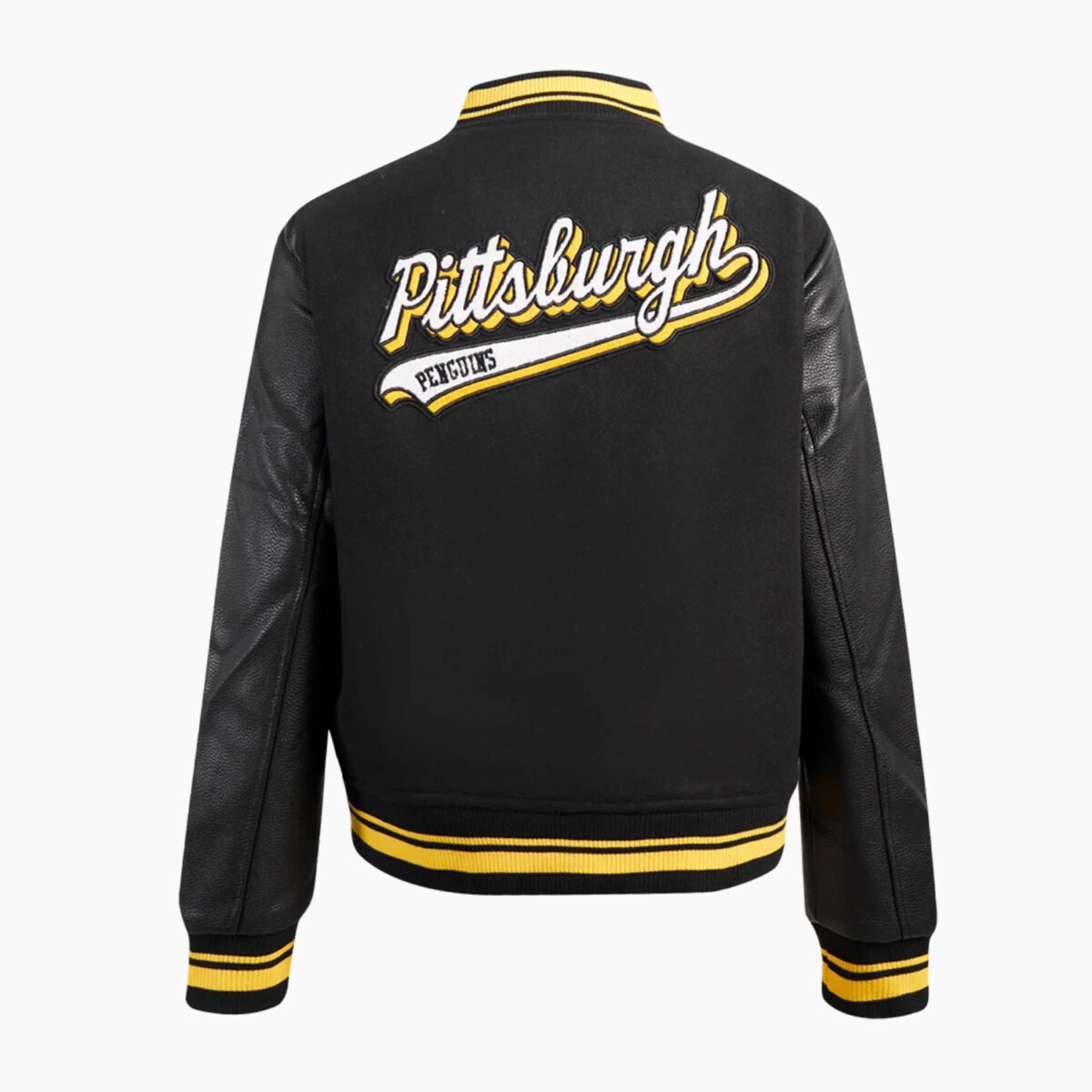 NHL Pittsburgh Penguins Script Tail Womens Wool Varsity Jacket