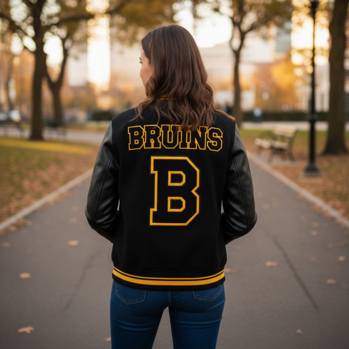 NHL Retro Classic Rib Boston Bruins Varsity Jacket