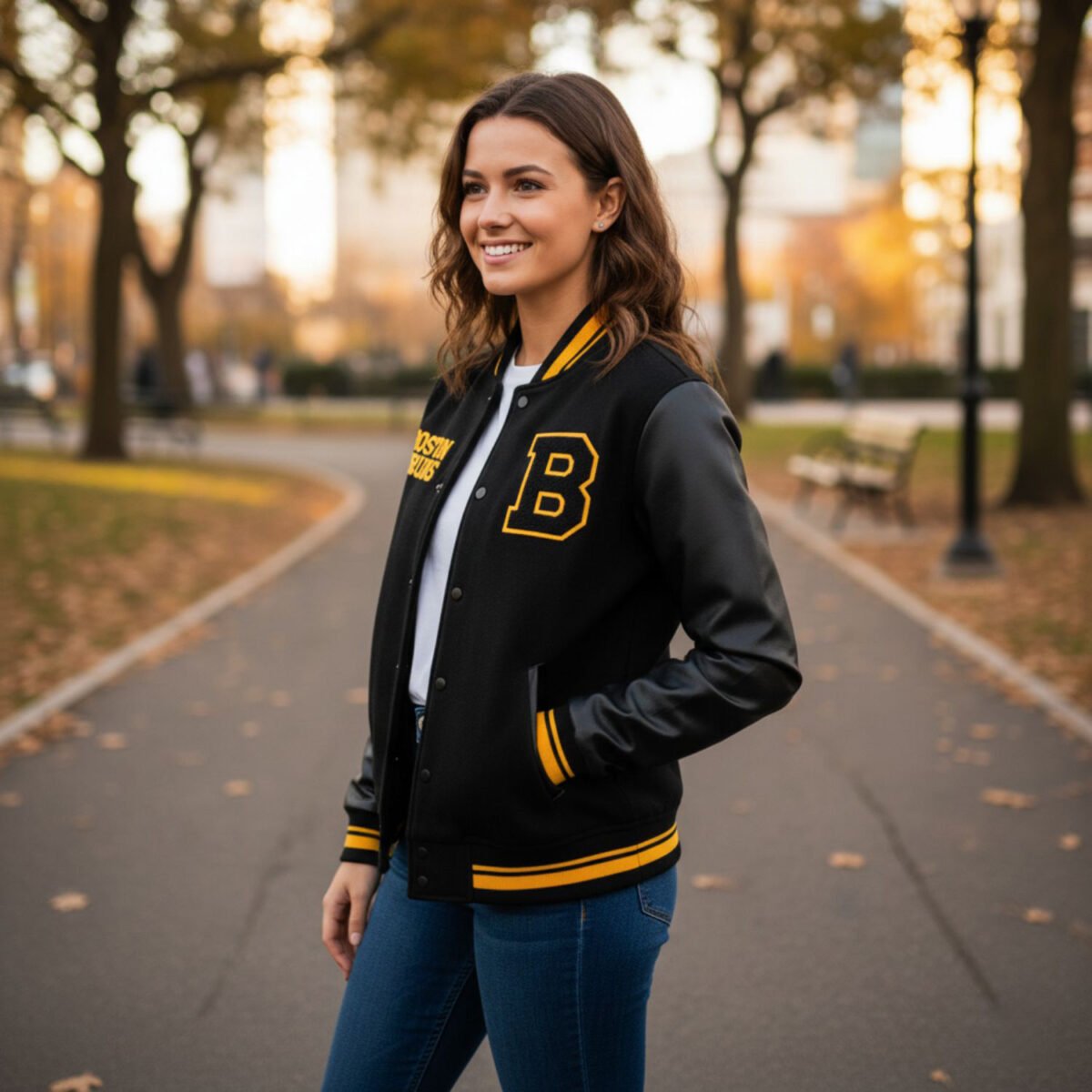 NHL Retro Classic Rib Boston Bruins Varsity Jacket
