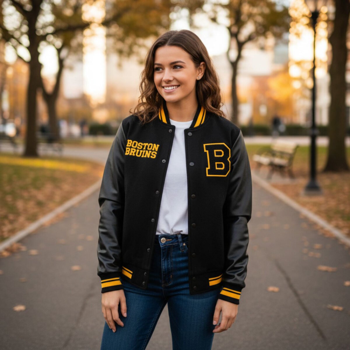 NHL Retro Classic Rib Boston Bruins Varsity Jacket NHL Retro Classic Rib Boston Bruins Varsity Jacket