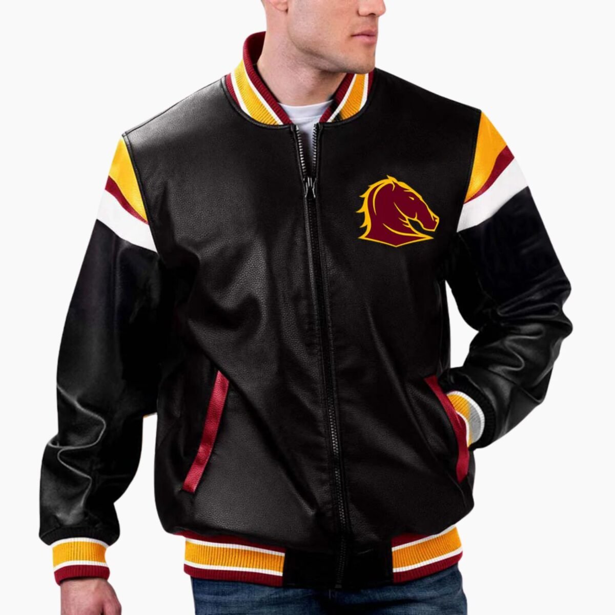 NRL Brisbane Broncos Leather Jacket NRL Brisbane Broncos Leather Jacket
