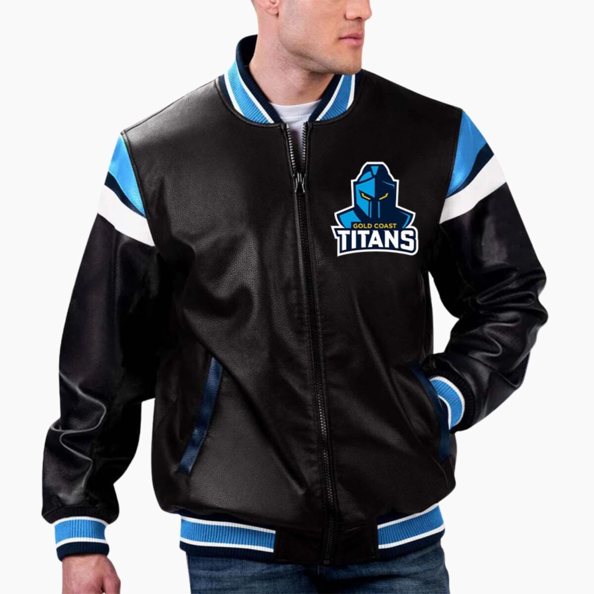 NRL Gold Coast Titans Leather Jacket NRL Gold Coast Titans Leather Jacket