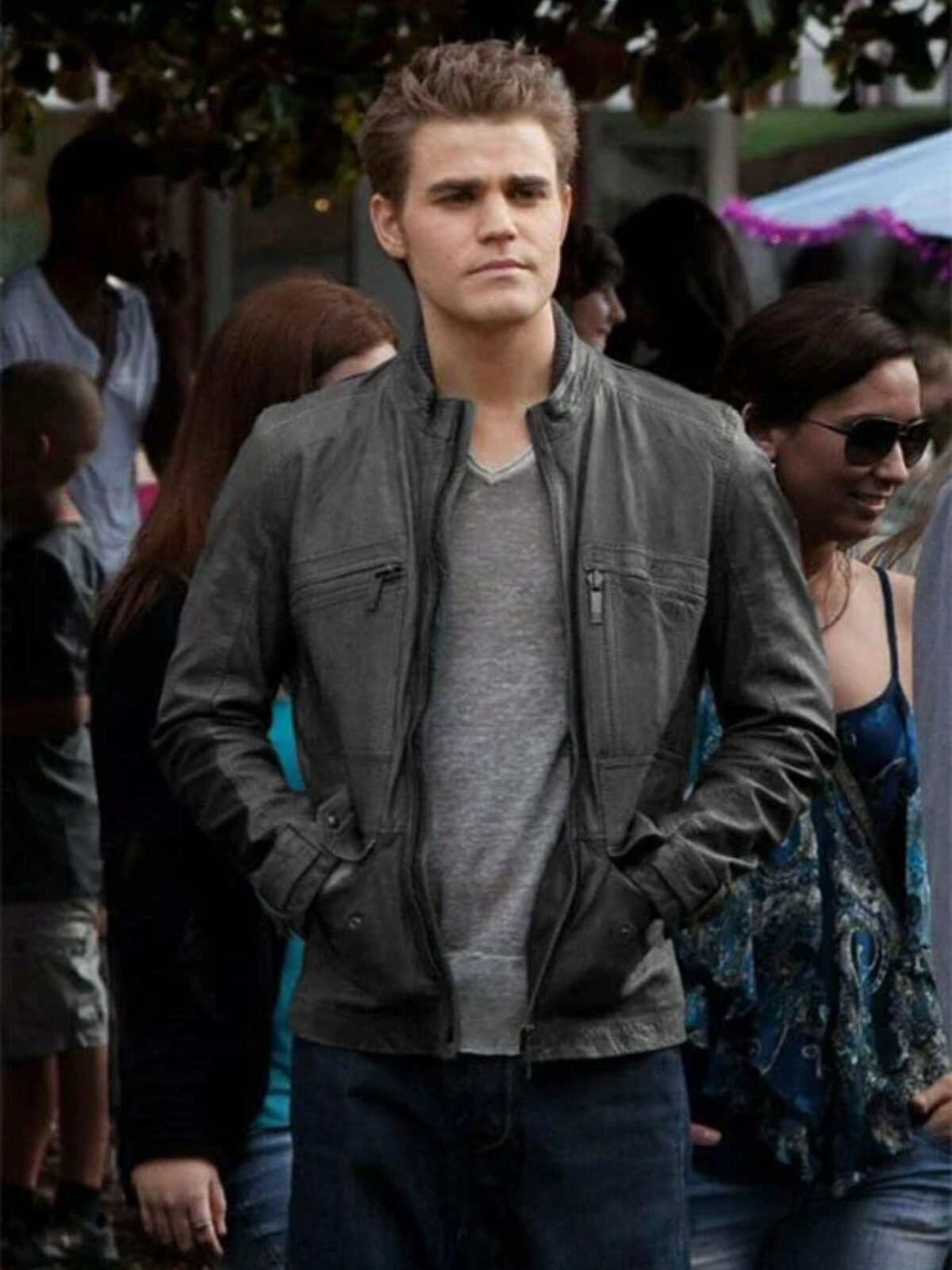 Paul Wesley The Vampire Diaries Black Leather Jacket