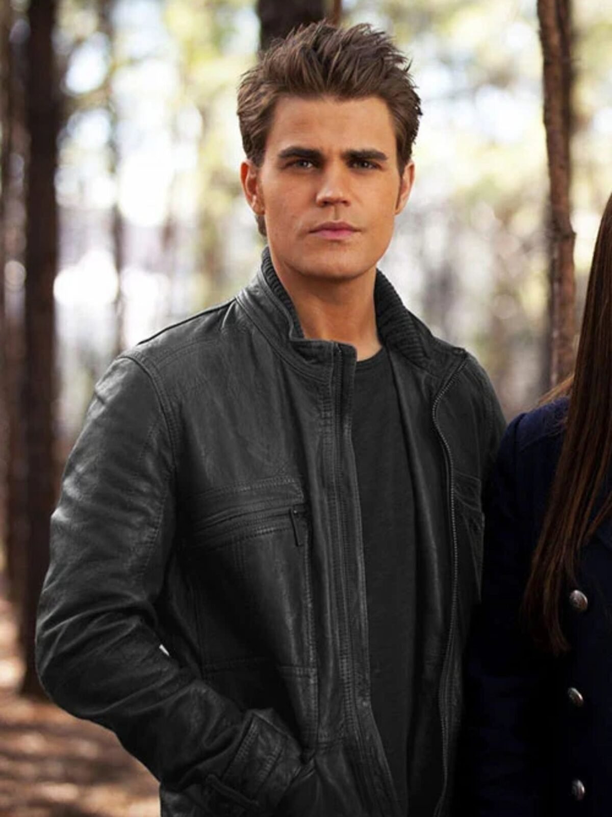 Paul Wesley The Vampire Diaries Black Leather Jacket