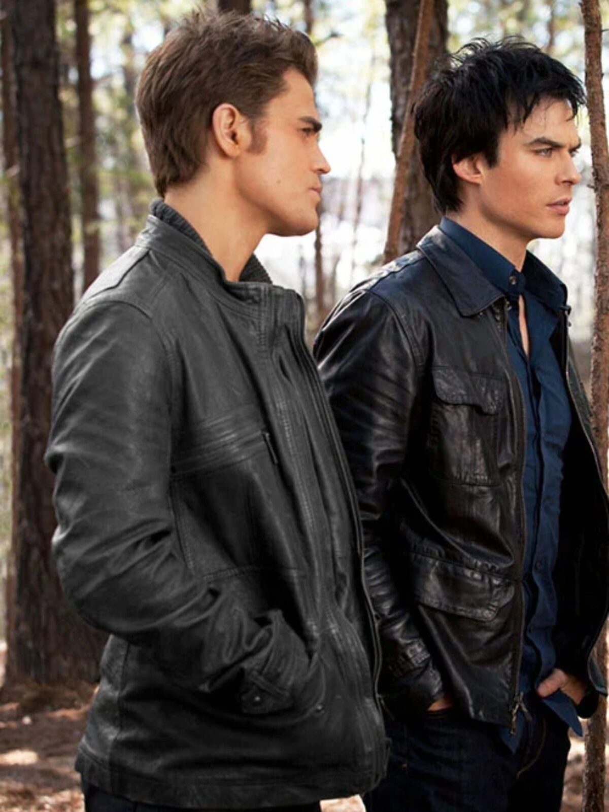 Paul Wesley The Vampire Diaries Black Leather Jacket