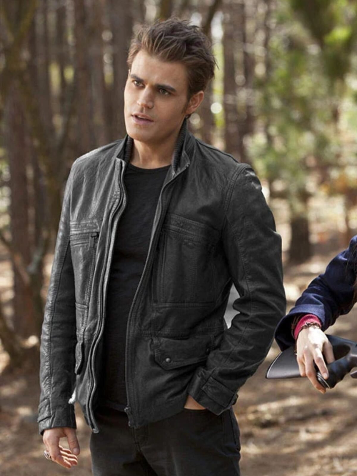 Paul Wesley The Vampire Diaries Black Leather Jacket