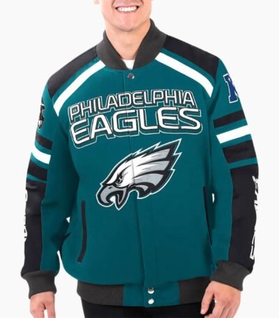 Philadelphia Eagles Power Forward Racing Full Snap Jacket