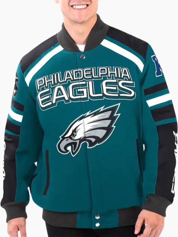 Philadelphia Eagles Power Forward Racing Full Snap Jacket