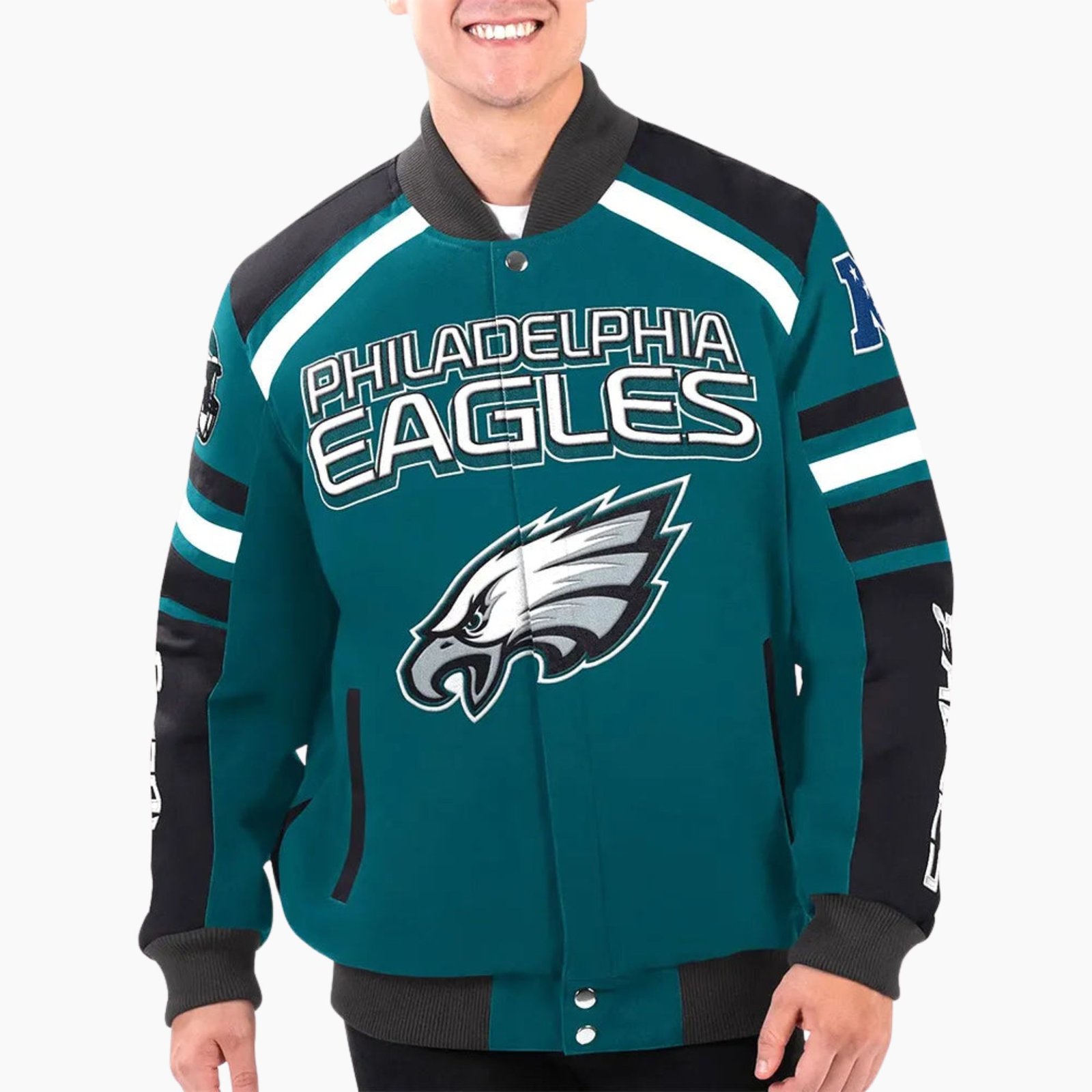 Philadelphia Eagles Power Forward Racing Full Snap Jacket Philadelphia Eagles Power Forward Racing Full Snap Jacket