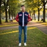 Red Sleeves USA Varsity Jacket