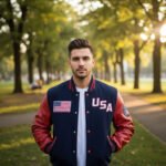 Red Sleeves USA Varsity Jacket