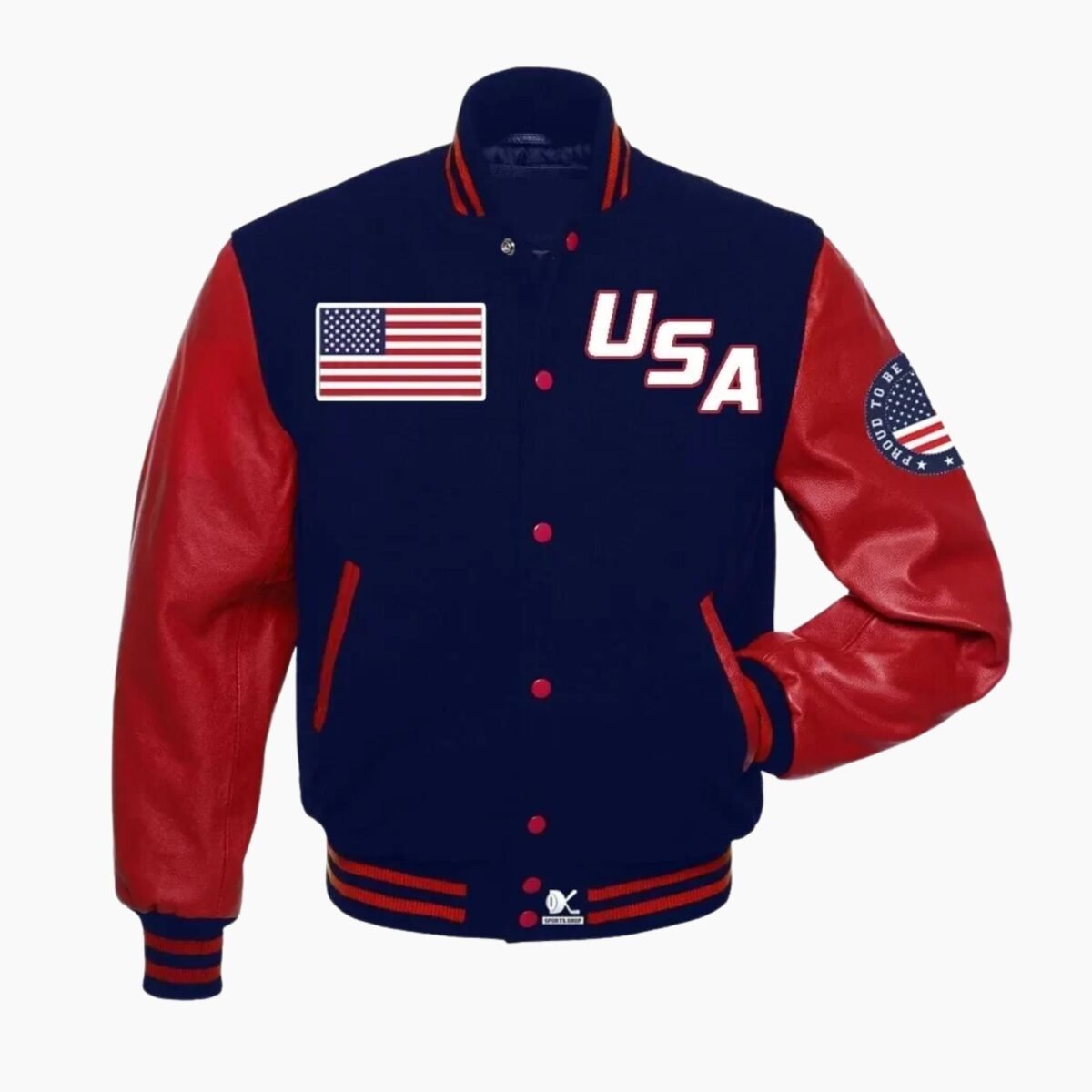 Red Sleeves USA Varsity Jacket