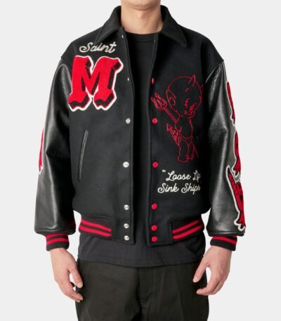 Saint Michael Devil Black Varsity Jacket