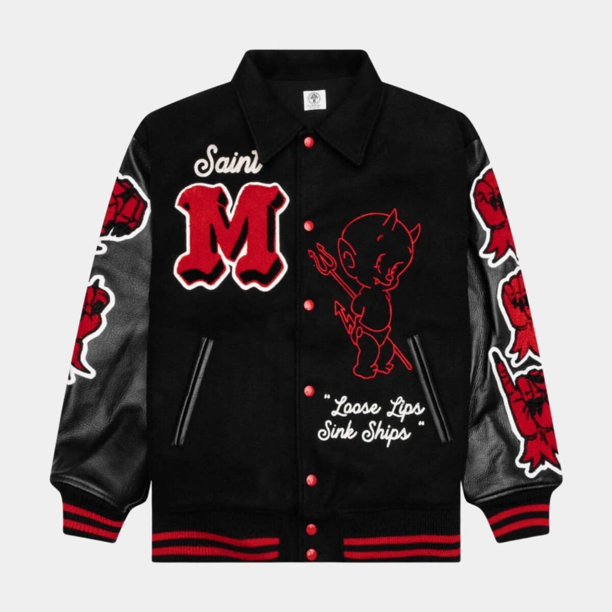 Saint Michael Devil Black Varsity Jacket