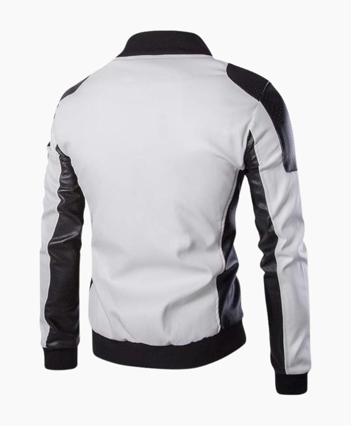 Stylish Lapel Punk White Motorcycle Leather Jacket