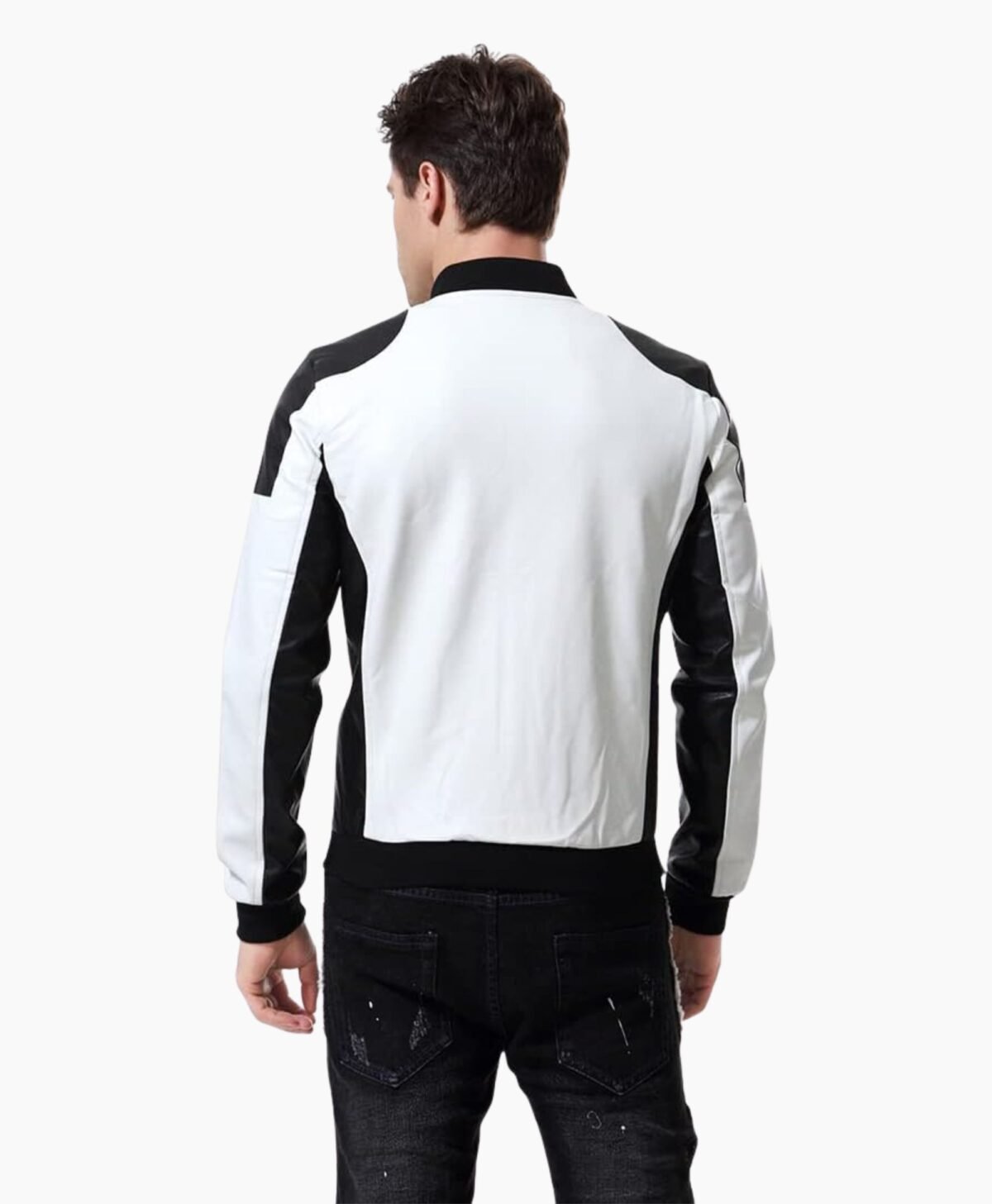 Stylish Lapel Punk White Motorcycle Leather Jacket