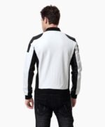 Stylish Lapel Punk White Motorcycle Leather Jacket