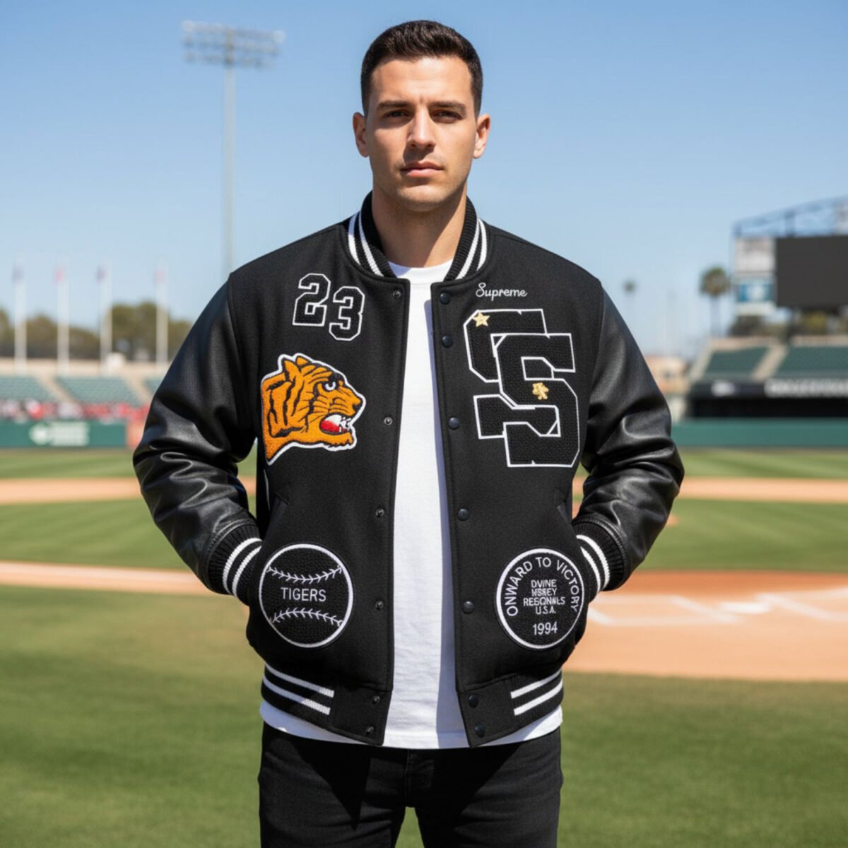 Supreme Tiger Black Varsity Jacket